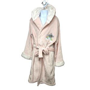 Kensie Girl Pink & White Robe M (10-12) Belted Long Sleeve Koala Bear Rainbow